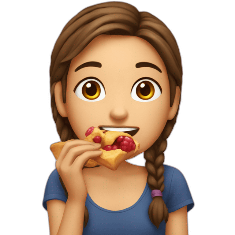 girl eating croasant emoji