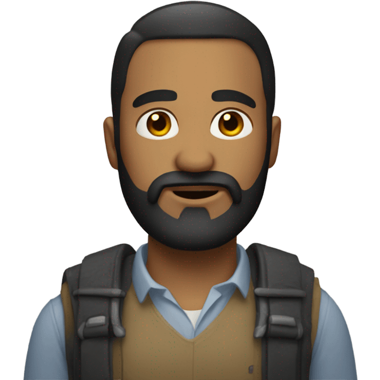 developer with a black beard without mustache emoji