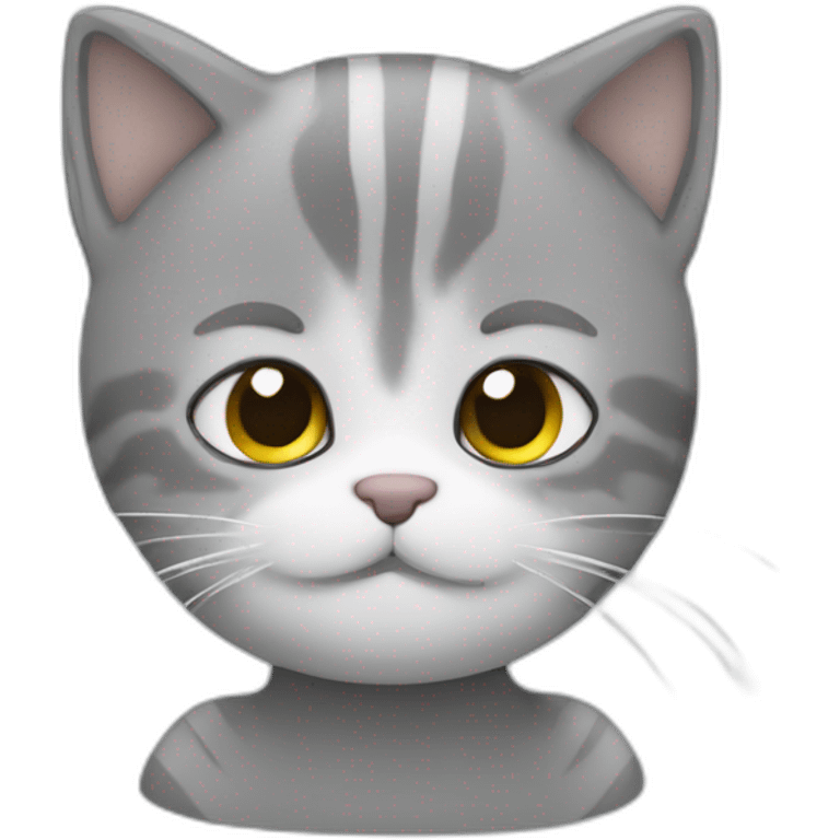 Chat avec ligne gris et blanche emoji