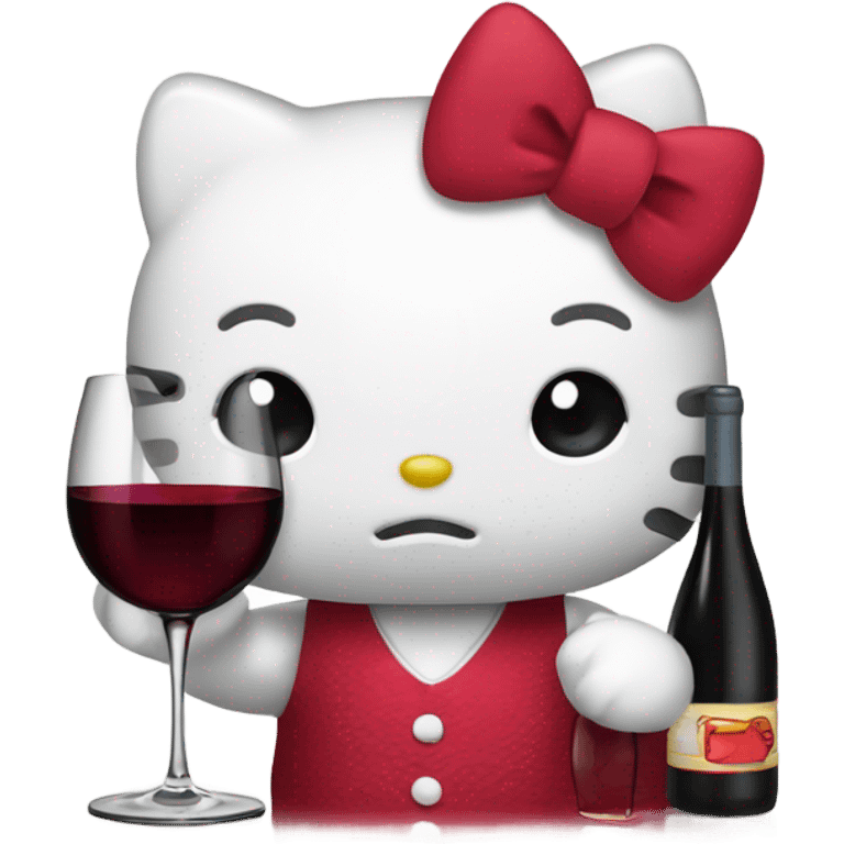 Hello Kitty drinking red wine emoji