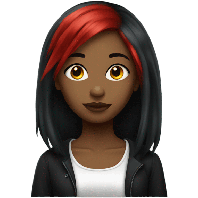 Black Gothic girl with red hair streaks emoji