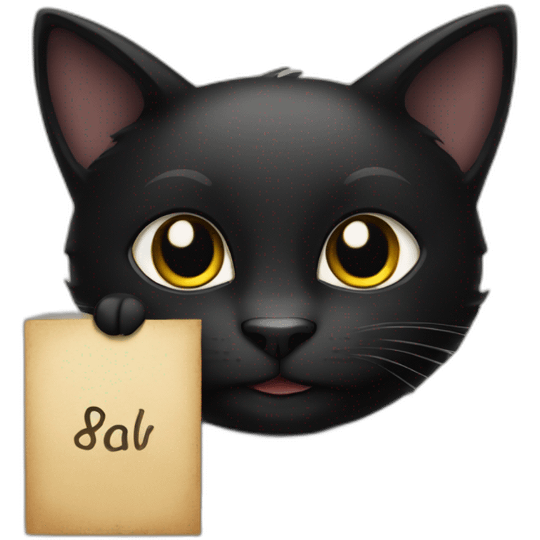 Black cat holding a sign with the inscription “Safina” emoji