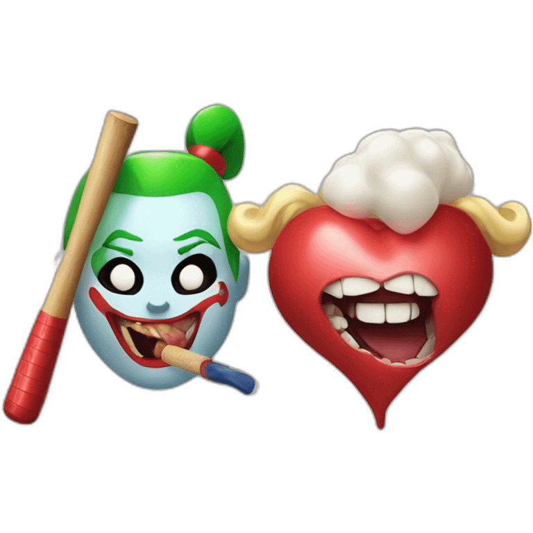 Simple Joker and Harley Quinn with chewing gum and baseball bat emoji