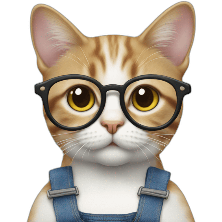 cat in glasses in overalls emoji