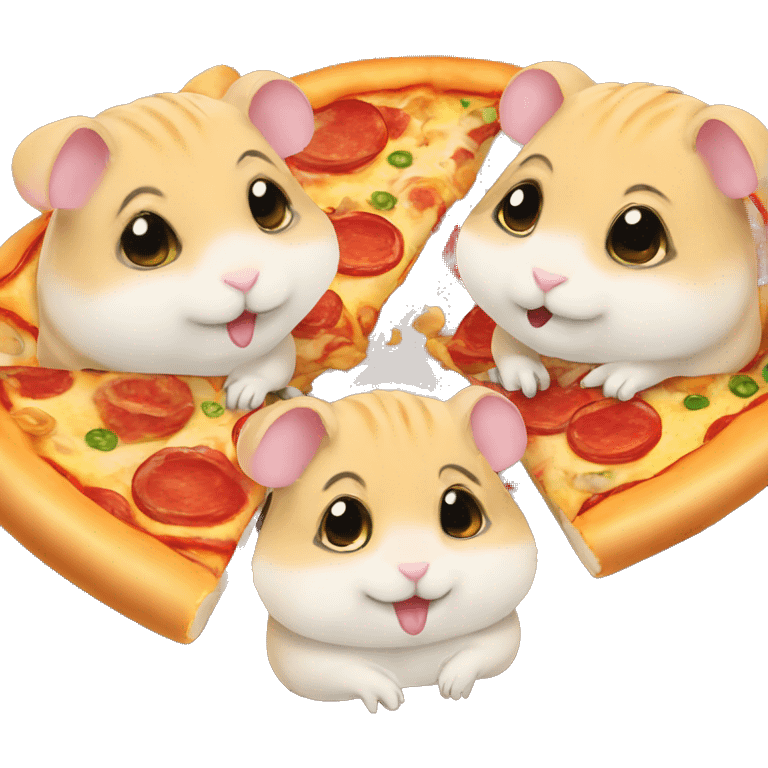 four hamsters eating pizza emoji