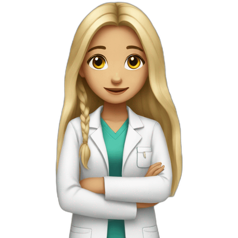 young girl with long hair working in a pharmacy emoji