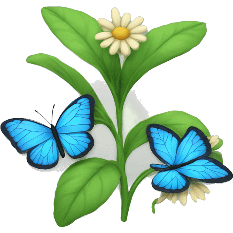 blue butterfly and flower emoji