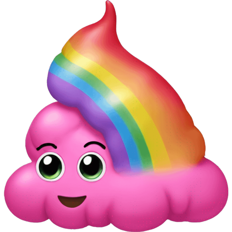 Pink poop with a rainbow emoji