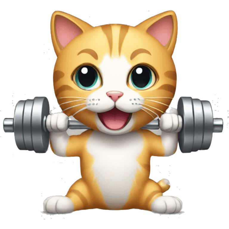 Cat with dumbells emoji