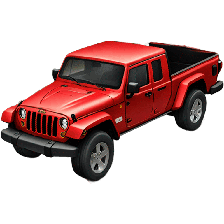 Realistic Red Jeep Gladiator with the truck bed full of roses. emoji