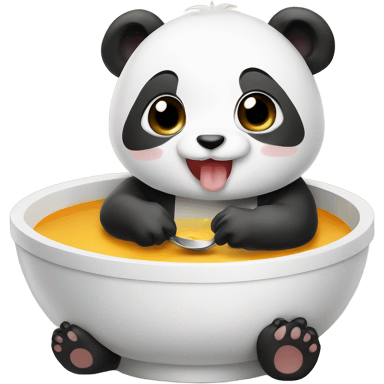 Baby panda eating big bowl of soup emoji