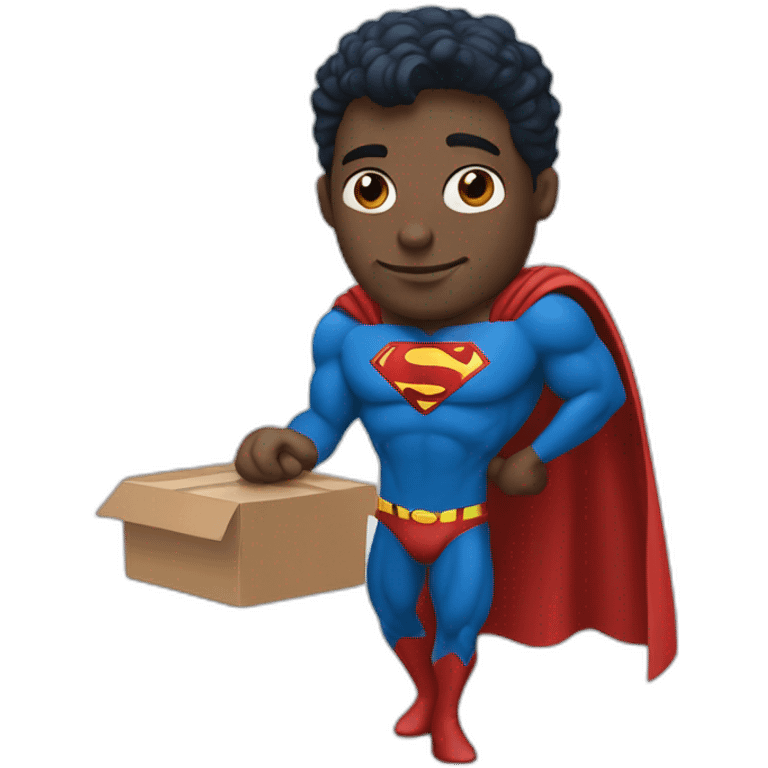 Blues superman with a big box in hand emoji