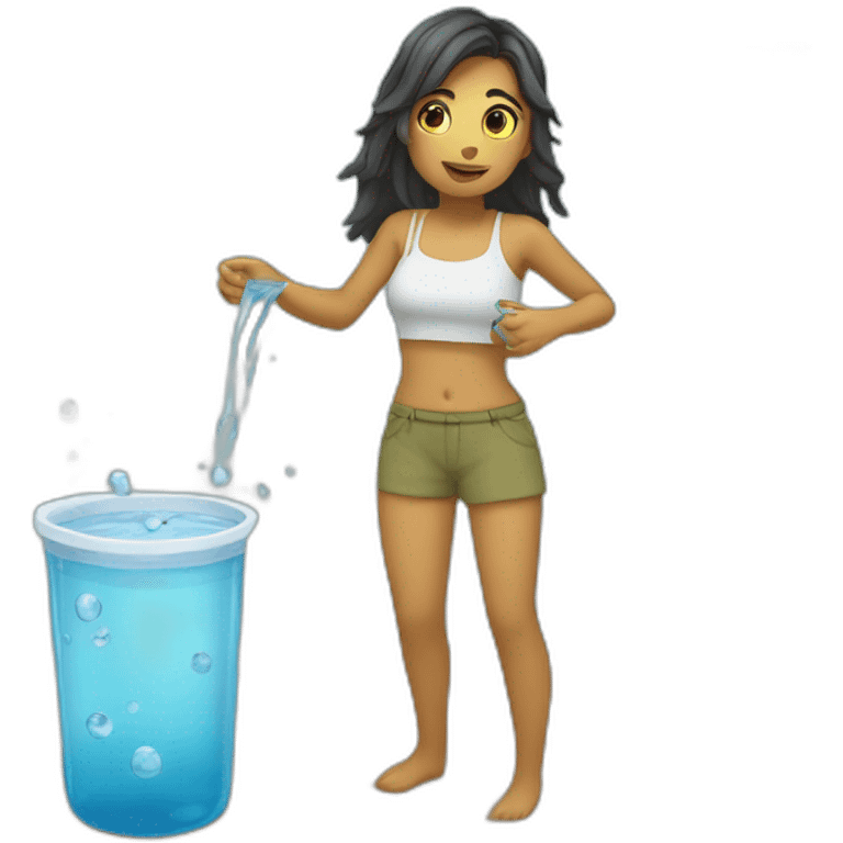 chica tomando agua emoji