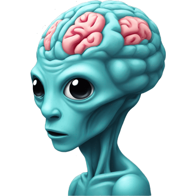 Alien with brain emoji