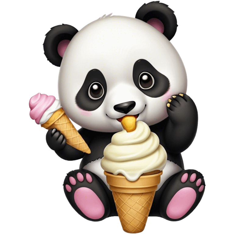 Panda eating ice cream emoji