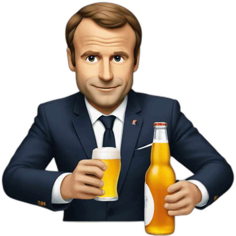 Macron qui boit une bière emoji