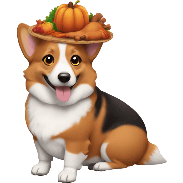 Thanksgiving corgi with turkey  emoji