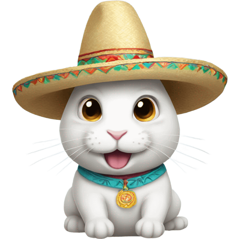 White rabbit with sombrero emoji