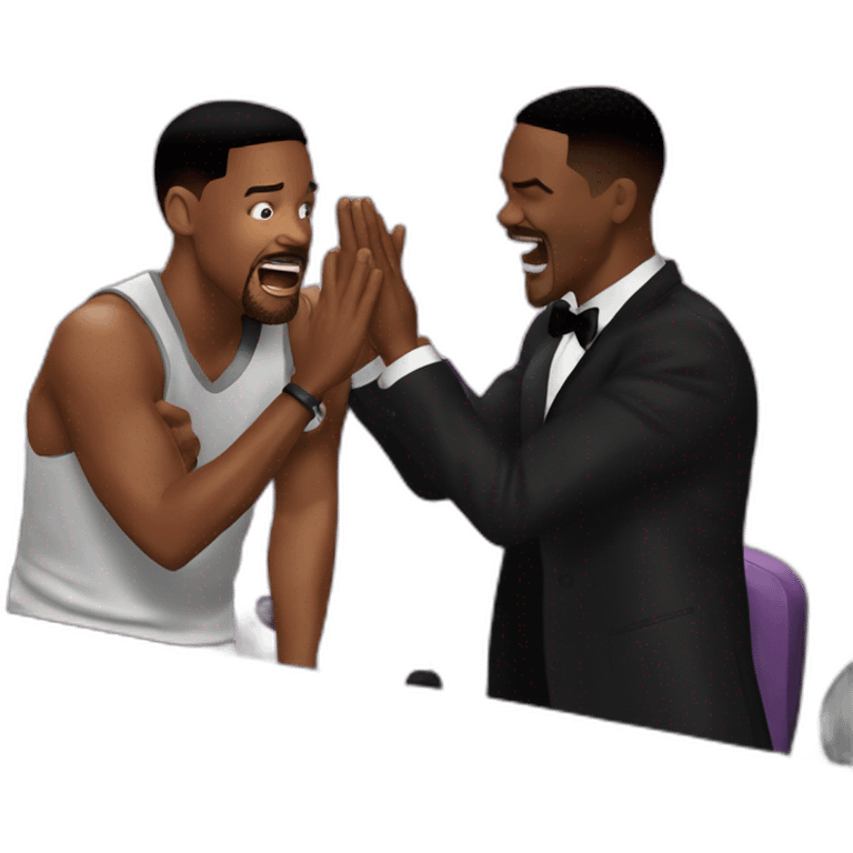 Will smith slapping chris rock on the face atthe award ceremony emoji