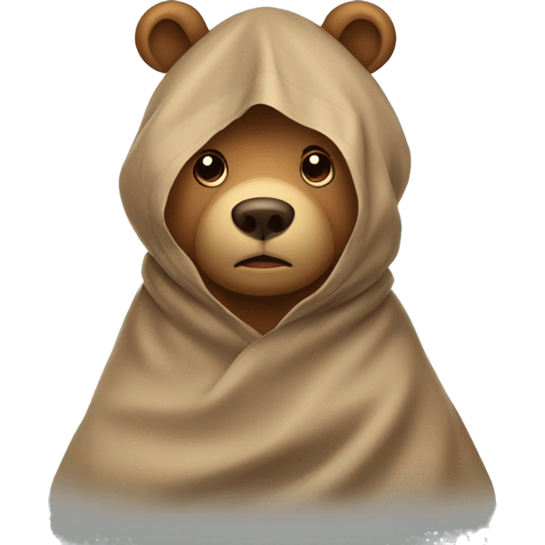 light brown bear with blanket over his head emoji