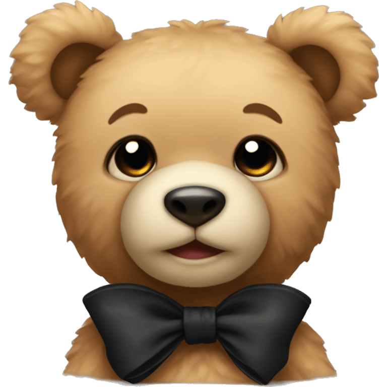 Cute teddy bear with black bow emoji