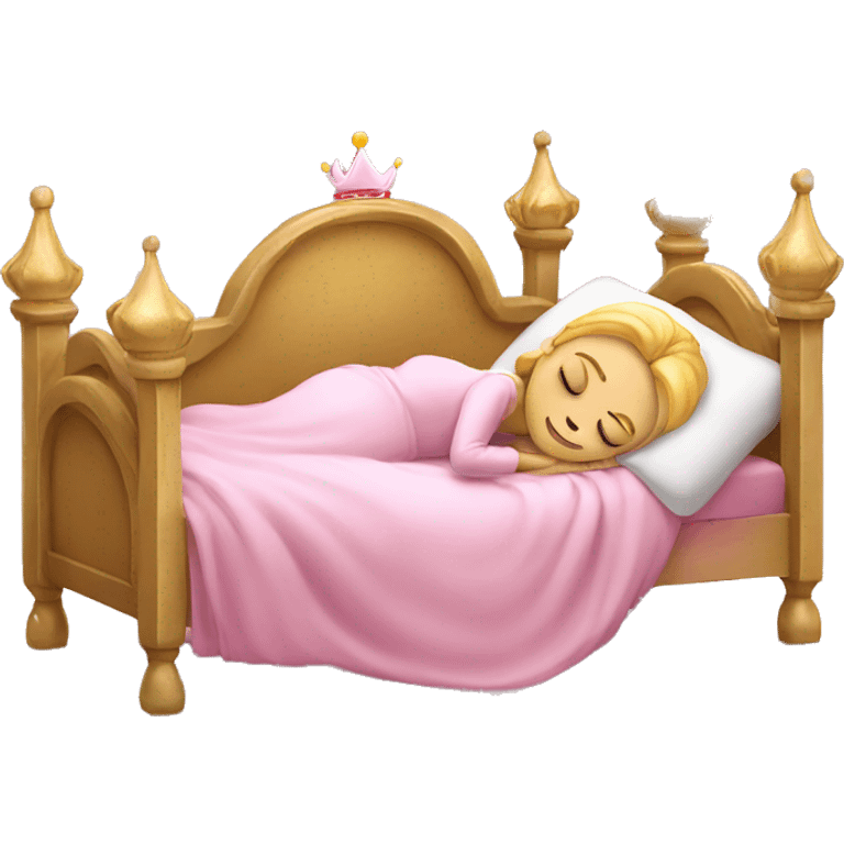 white Sleeping princess in pink bed  emoji