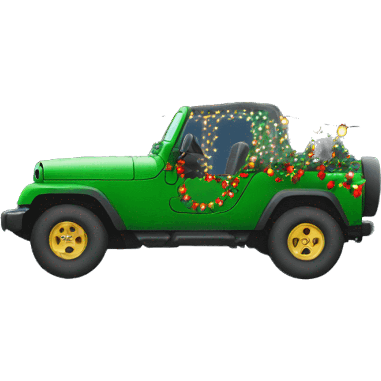 jeep decorated with christmas lights  emoji