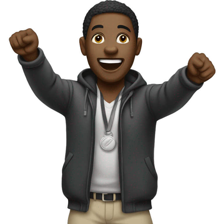 black man celebrating a victory emoji