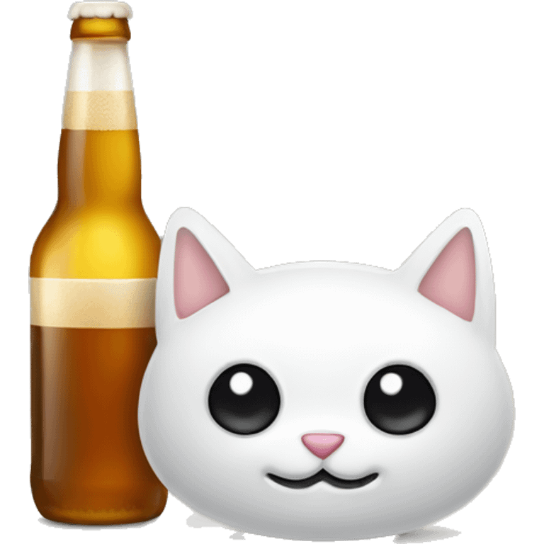 Chat blanc avec une bière et un sigar emoji