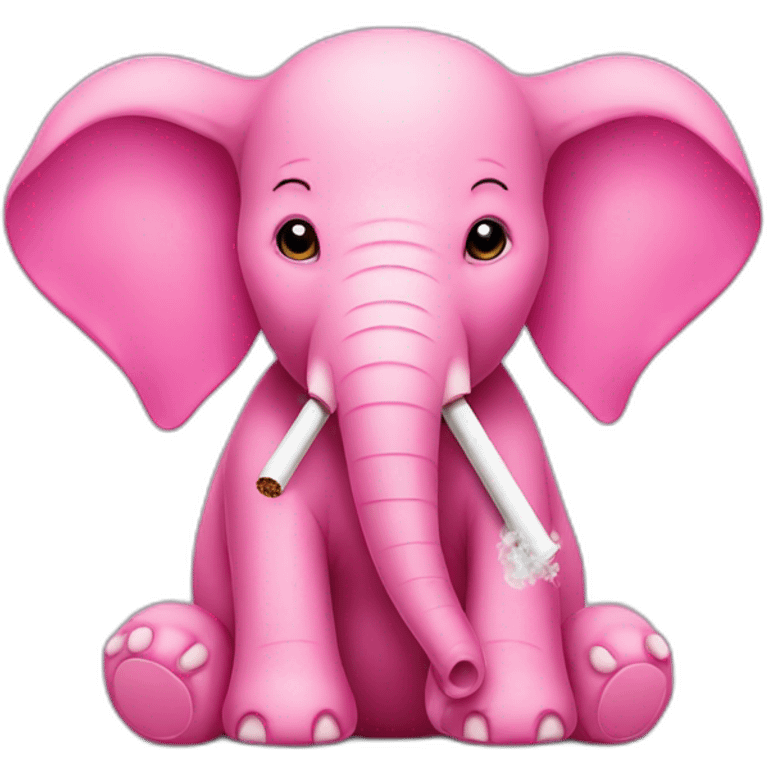 pink elephant with a cigarette emoji