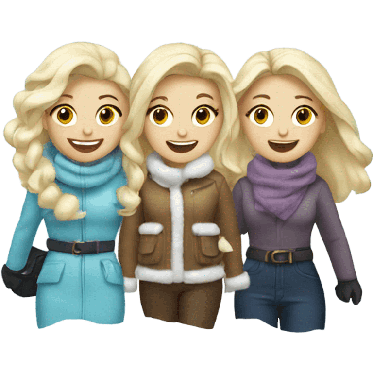 three blonde white girls with bag of snow  emoji