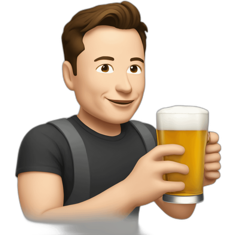 Elon musk bois une bière emoji