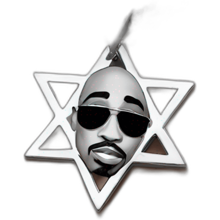 2pac wearing a jewish star pendant and chain emoji