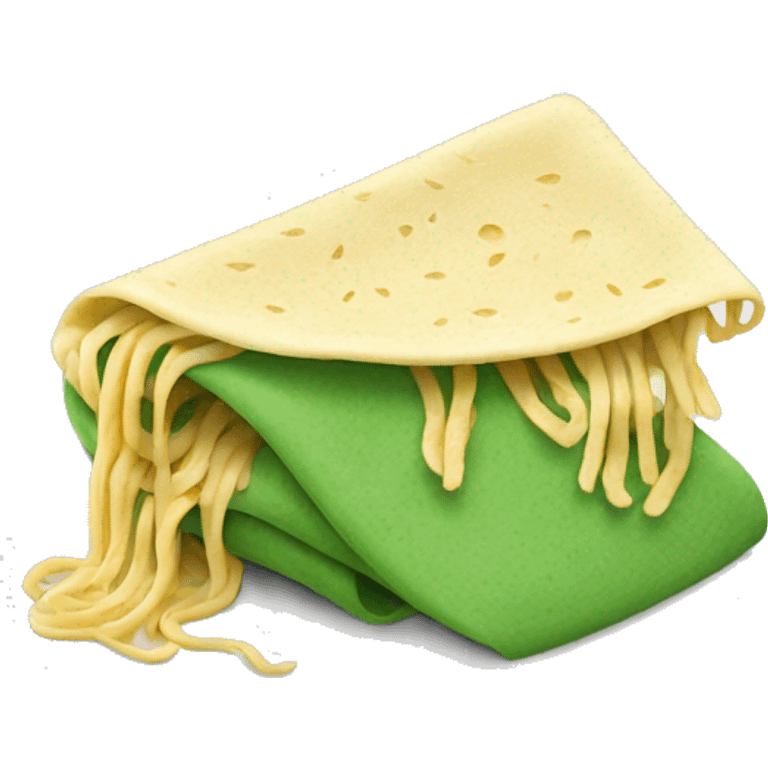 Green crepe with noodles inside  emoji