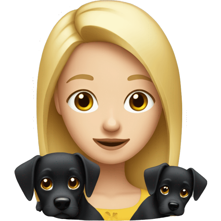 Blonde girl with black dog with pointy ears emoji