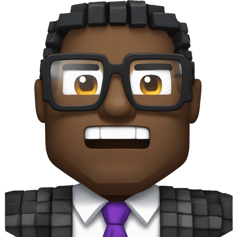 black hairedbalding overweight middle-aged gamer man with big teeth and glasses drinking minecraft potion emoji