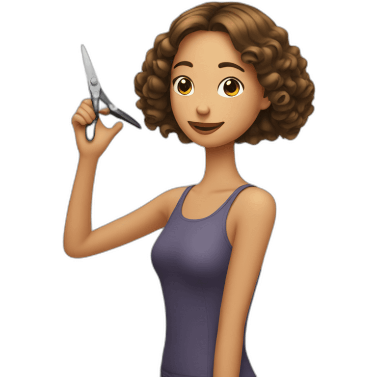 A girl trimming the ends of her hair emoji