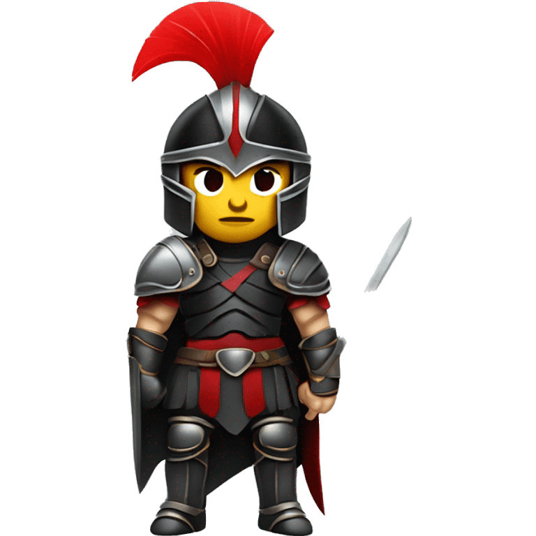 Fantasy spartan warrior male wearing detailed black armor with a red plumed helmet
 emoji