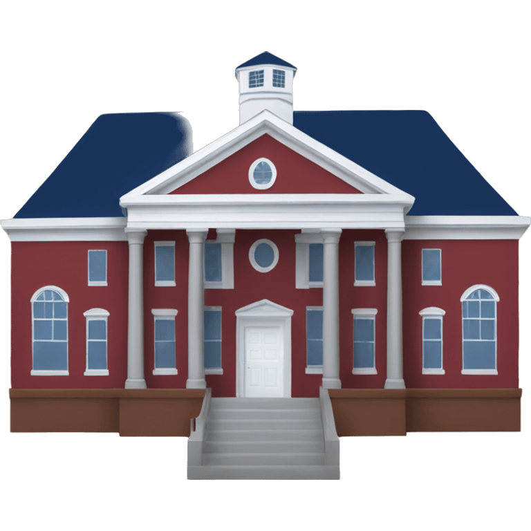 Schoolhouse with navy blue and bright maroon red as school colors   emoji