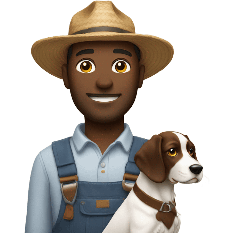 Farmer man with springer spaniel  emoji