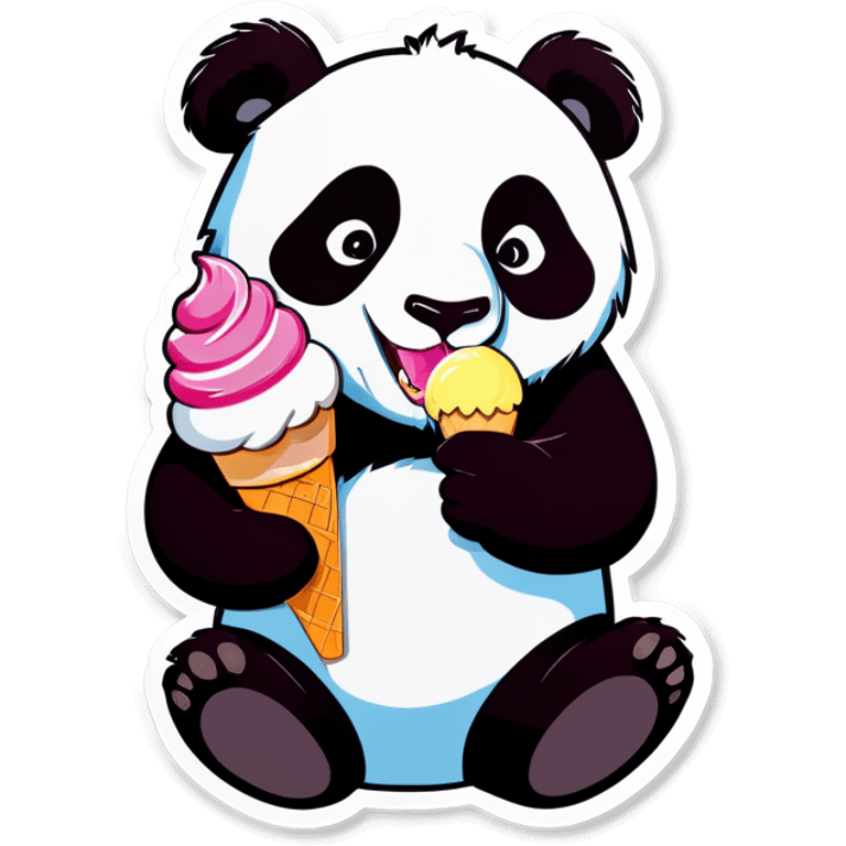 Panda eating ice cream emoji