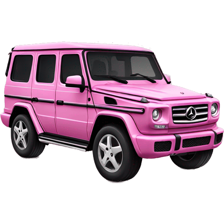 Pink gwagon driving with sparkles around it emoji