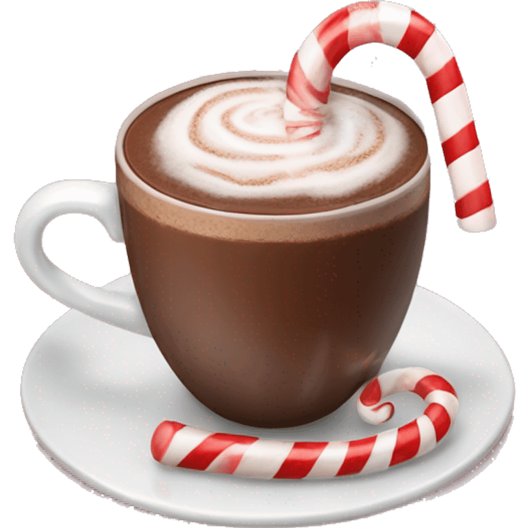 hot chocolate with candy cane emoji