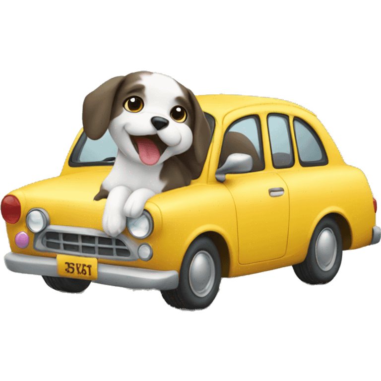 Dog with car emoji