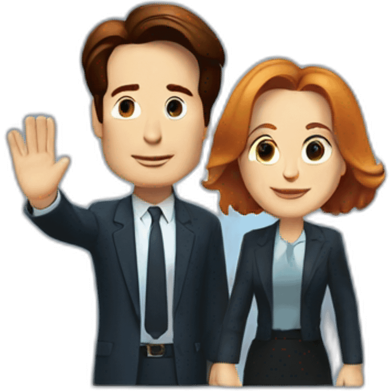 Mulder and scully waving emoji