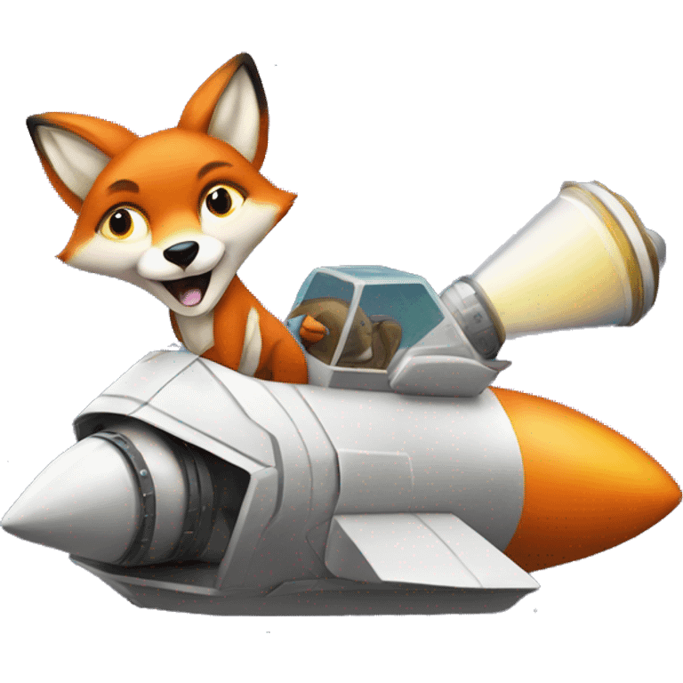 Fox driving a spaceship wearing a tank top emoji