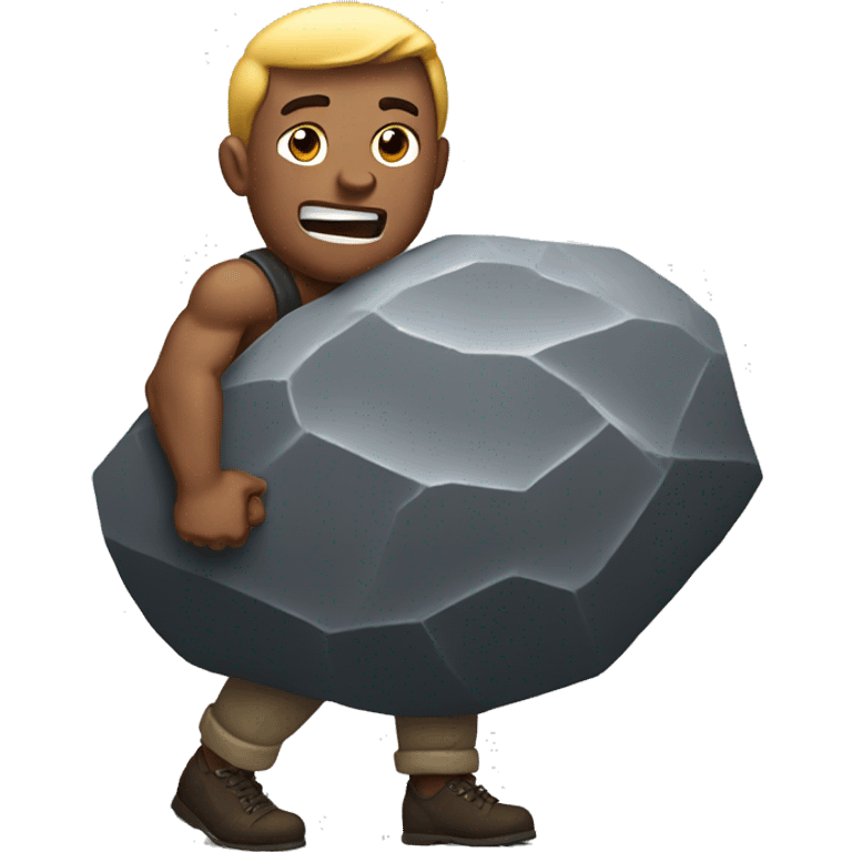 strong men pushing a huge rock emoji