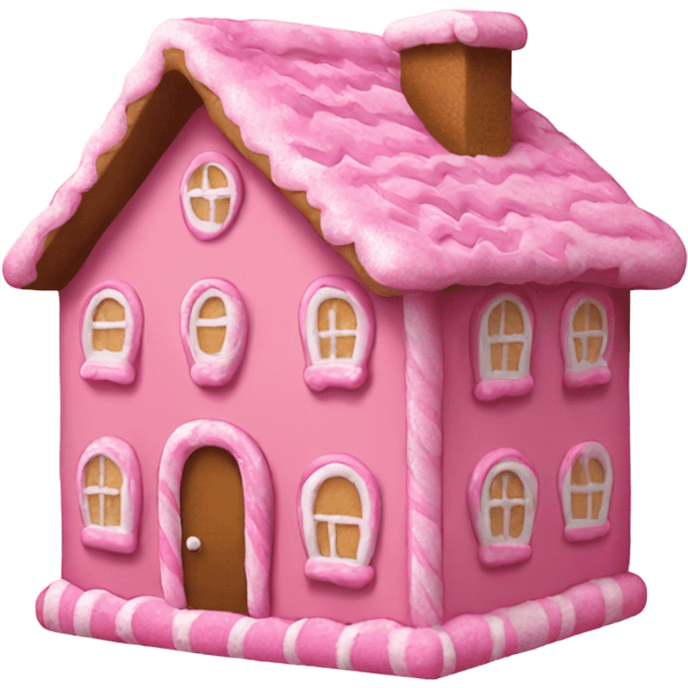 A pink gingerbread house emoji