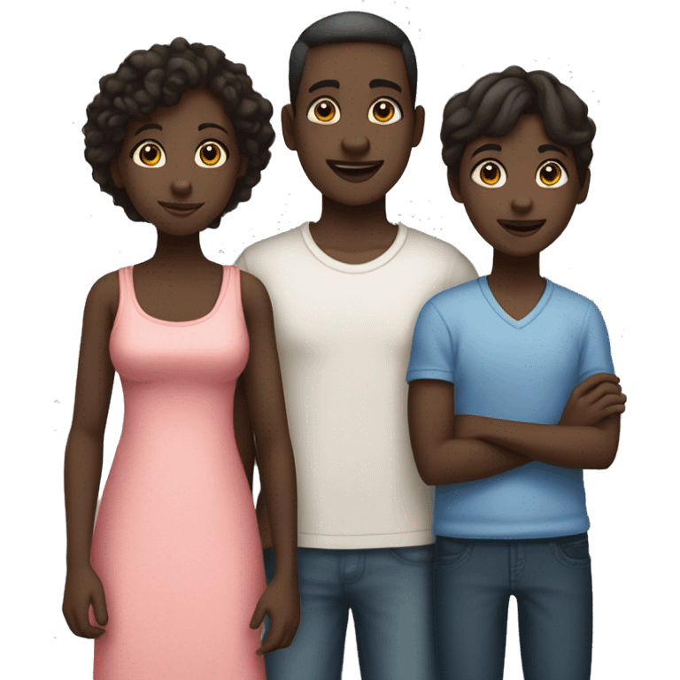 family. 4 Siblings. 3 male. 1 female. The girls are all tall 1 girl is dark skin and the other 3 boys taller and dark skin emoji