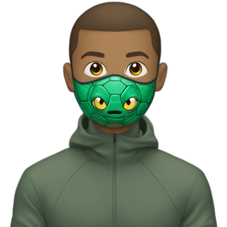 Kyllian Mbappé avec un masque de tortue ninja emoji